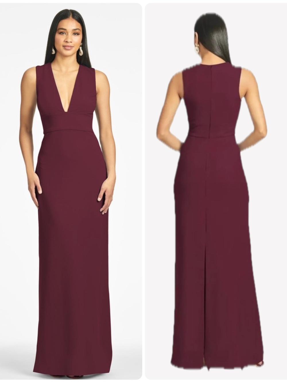 Sachin & Babi Loretta 4-Way Stretch Crepe Deep Wine Gown Maxi Dress NWT $285